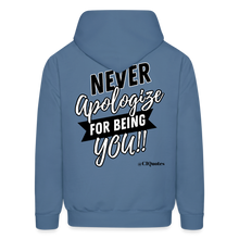 Load image into Gallery viewer, Never Apologize Hoodie (White) - denim blue
