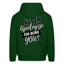 Load image into Gallery viewer, Never Apologize Hoodie (White) - forest green
