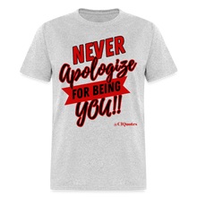Load image into Gallery viewer, Never Apologize Unisex Classic T-Shirt (Red) - heather gray
