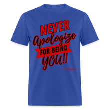 Load image into Gallery viewer, Never Apologize Unisex Classic T-Shirt (Red) - royal blue
