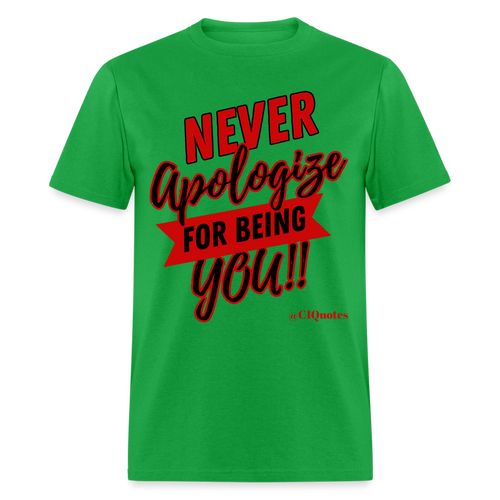 Never Apologize Unisex Classic T-Shirt (Red) - bright green