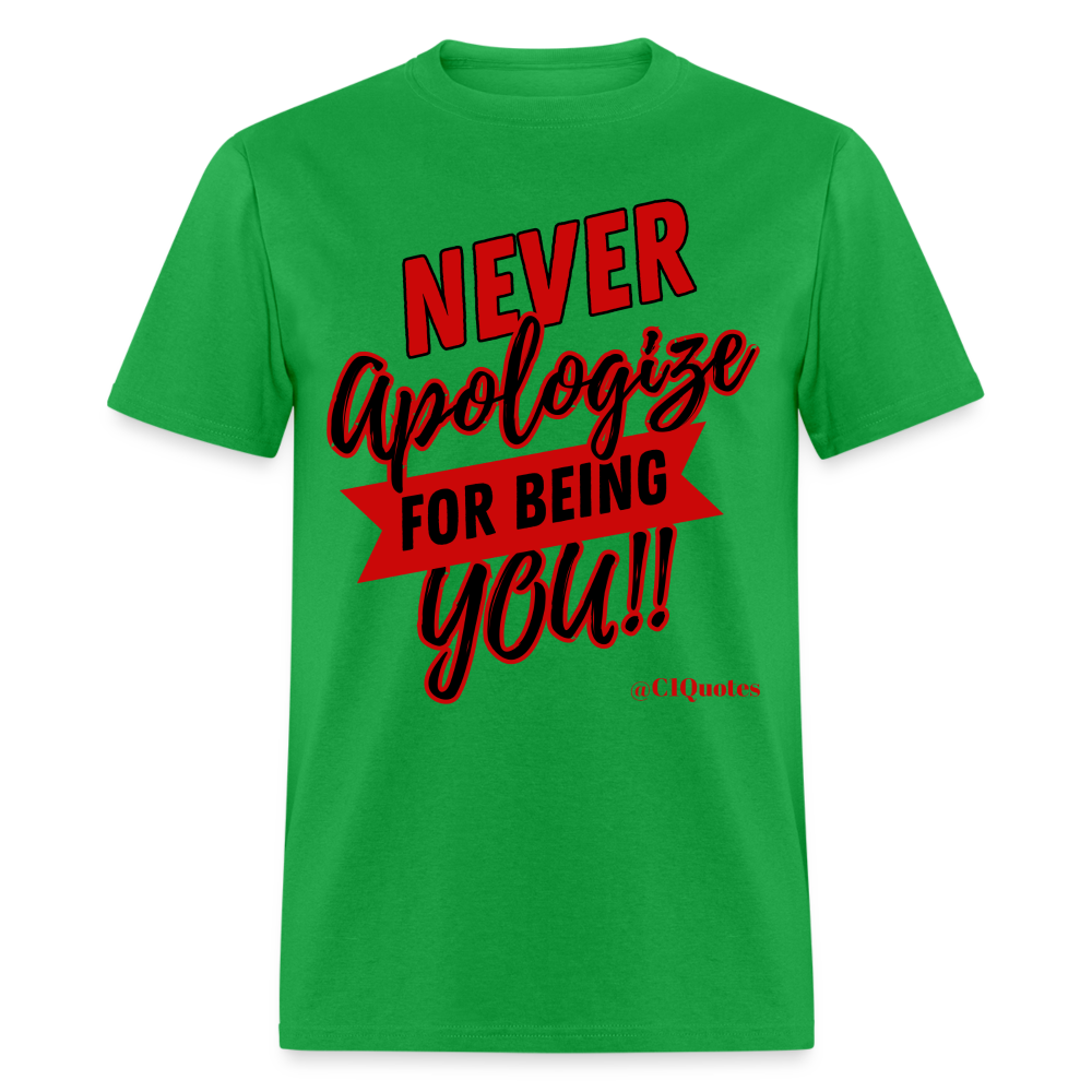 Never Apologize Unisex Classic T-Shirt (Red) - bright green