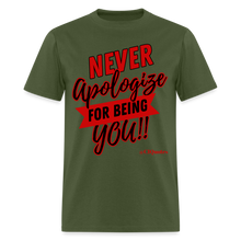 Load image into Gallery viewer, Never Apologize Unisex Classic T-Shirt (Red) - military green
