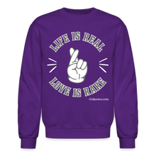 Load image into Gallery viewer, Life Is Real Crewneck Sweatshirt (Gray) - purple
