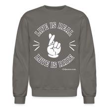 Load image into Gallery viewer, Life Is Real Crewneck Sweatshirt (Gray) - asphalt gray
