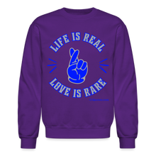 Load image into Gallery viewer, Life Is Real Crewneck Sweatshirt (Blue/Gray) - purple
