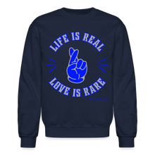 Load image into Gallery viewer, Life Is Real Crewneck Sweatshirt (Blue/Gray) - navy
