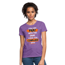 Load image into Gallery viewer, You Can Pray Women&#39;s T-Shirt (Black) - purple heather
