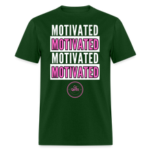 Load image into Gallery viewer, Motivated Unisex Classic T-Shirt (Pink Print) - forest green
