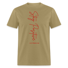 Load image into Gallery viewer, Stay Positive Unisex Classic T-Shirt (Red Print) - khaki
