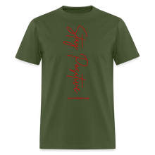 Load image into Gallery viewer, Stay Positive Unisex Classic T-Shirt (Red Print) - military green

