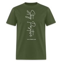 Load image into Gallery viewer, Stay Positive Unisex Classic T-Shirt (White Print) - military green
