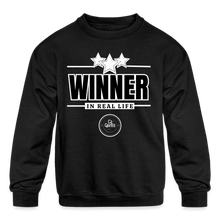 Load image into Gallery viewer, Winner In Real Life Kids&#39; Crewneck Sweatshirt - black
