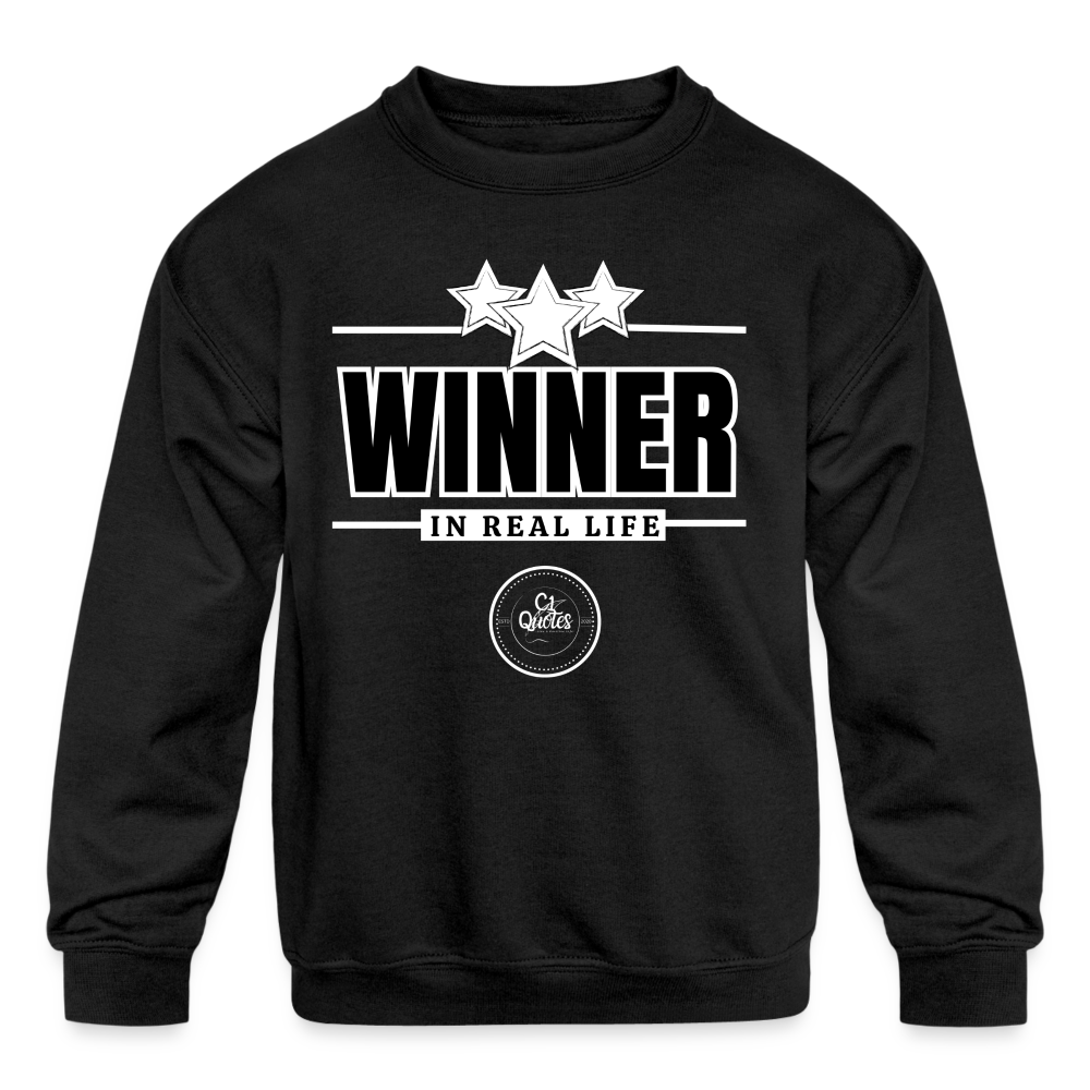 Winner In Real Life Kids' Crewneck Sweatshirt - black