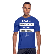 Load image into Gallery viewer, Learn &amp; Educate Men’s Dri-Fit Performance T-Shirt - royal blue
